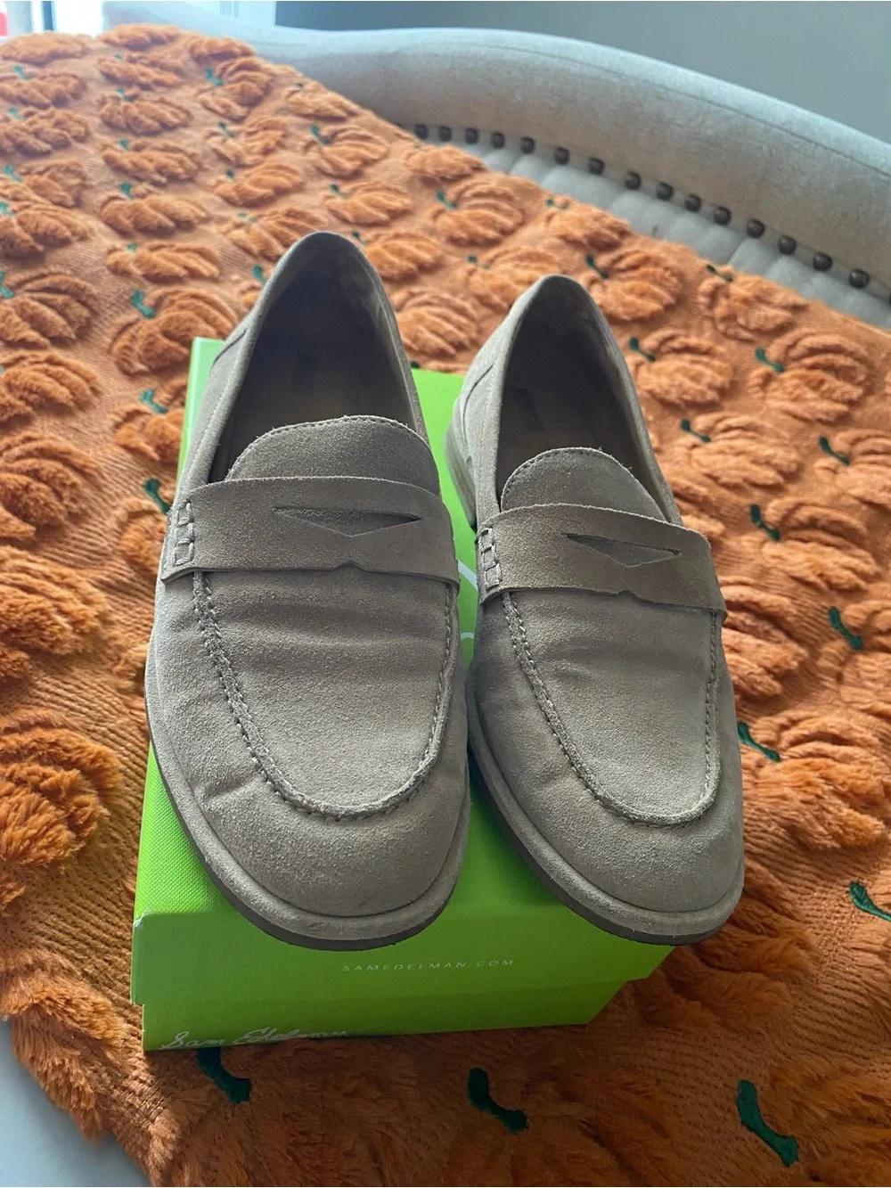 Sam Edelman Taupe Suede Penny Loafers